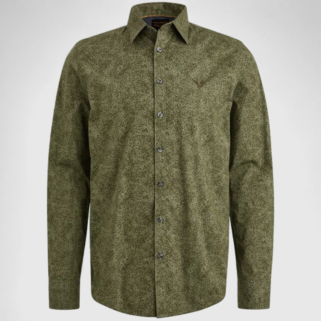PSI2508211-6416 Olive Night PME Legend Shirt Print Cotton Lycra