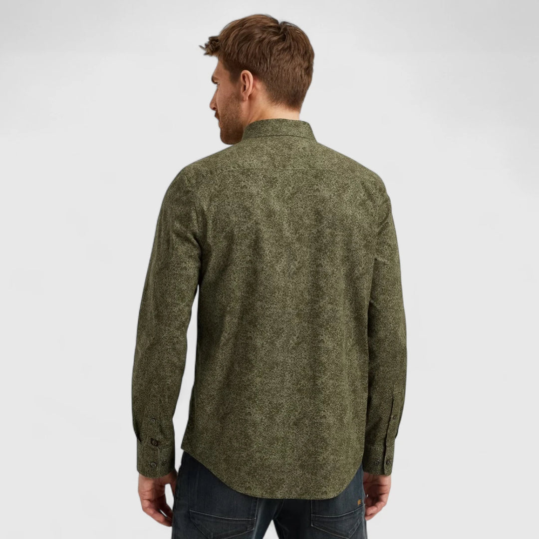 PSI2508211-6416 Olive Night PME Legend Shirt Print Cotton Lycra