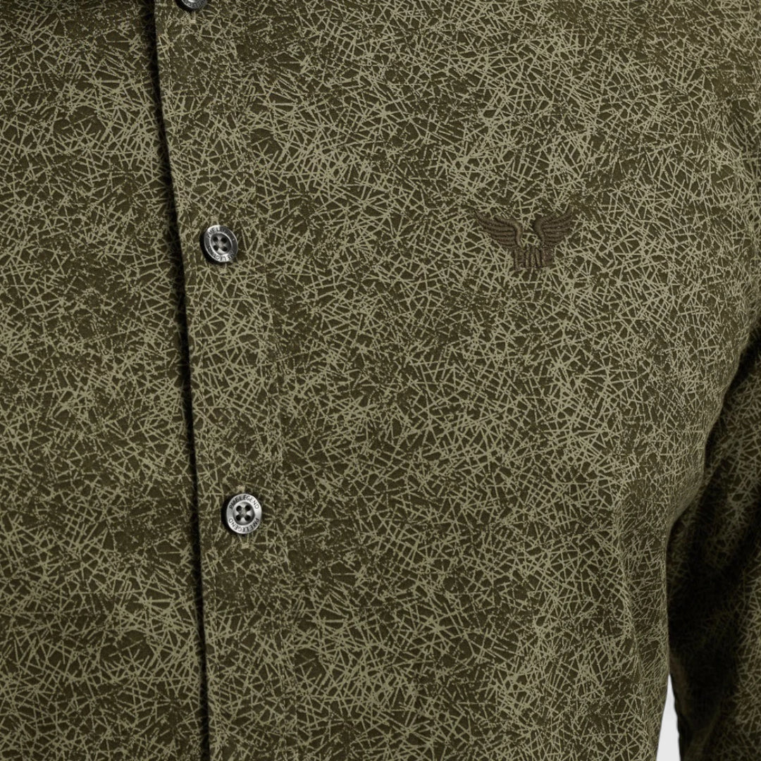 PSI2508211-6416 Olive Night PME Legend Shirt Print Cotton Lycra