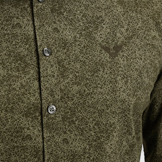 PSI2508211-6416 Olive Night PME Legend Shirt Print Cotton Lycra