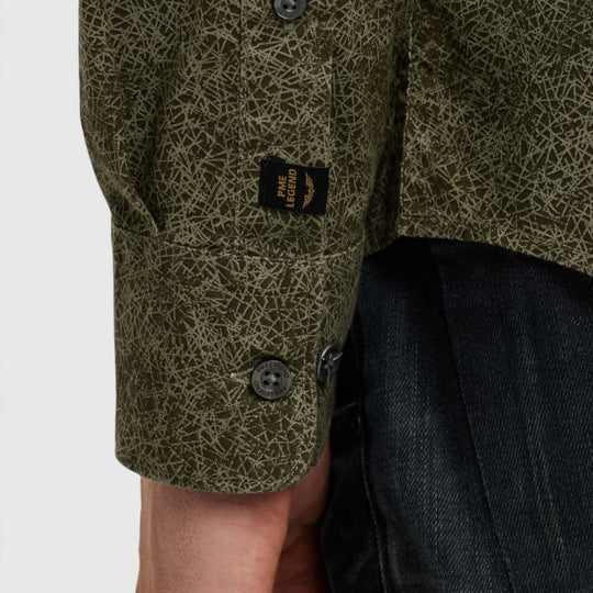 PSI2508211-6416 Olive Night PME Legend Shirt Print Cotton Lycra