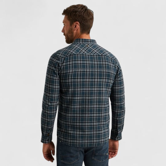 PSI2510201-5281 PME Legend Shirt Herringbone Yarn Dyed Check Salute / Donkerblauw
