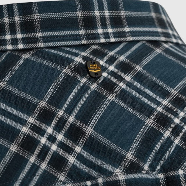 PSI2510201-5281 PME Legend Shirt Herringbone Yarn Dyed Check Salute / Donkerblauw