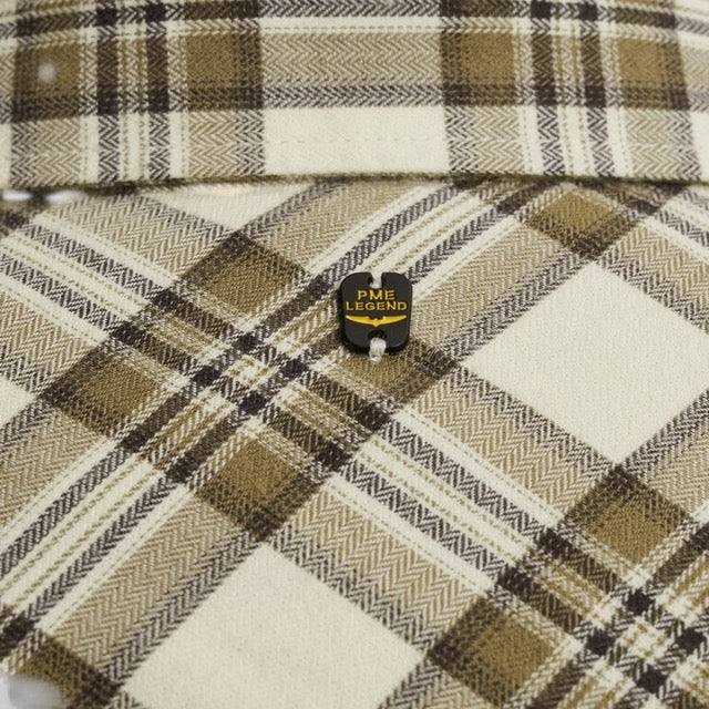 PSI2510201-7013 PME Legend Shirt Herringbone Yarn Dyed Check Bone White