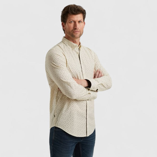PSI2510238-7013 PME Legend Shirt Allover Print On Poplin Stretch Bone White