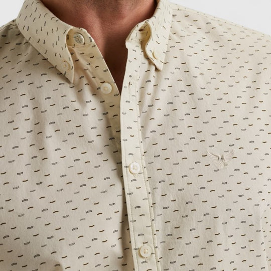 PSI2510238-7013 PME Legend Shirt Allover Print On Poplin Stretch Bone White