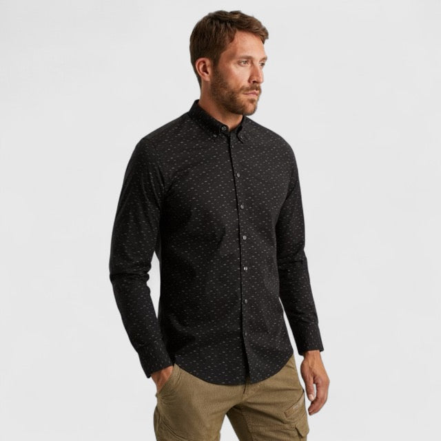 PSI2510238-9067 PME Legend Shirt Allover Print On Poplin Stretch Jet Black