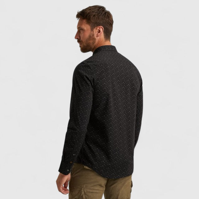 PSI2510238-9067 PME Legend Shirt Allover Print On Poplin Stretch Jet Black