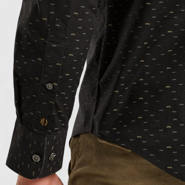 PSI2510238-9067 PME Legend Shirt Allover Print On Poplin Stretch Jet Black