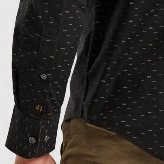 PSI2510238-9067 PME Legend Shirt Allover Print On Poplin Stretch Jet Black