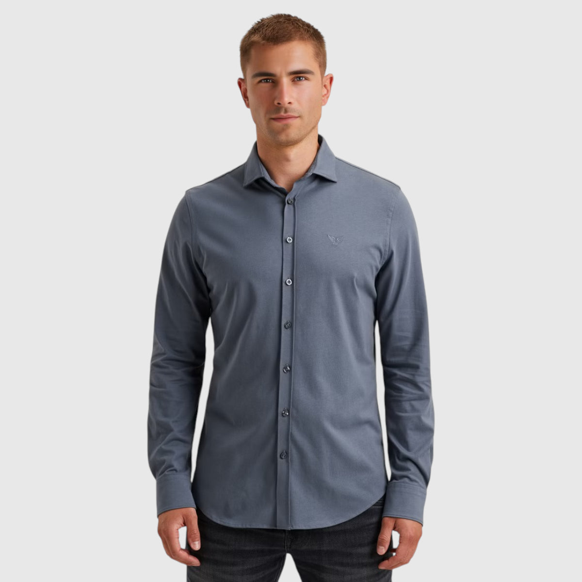 PSI2511234-5301 PME Legend Shirt Satin Jersey Vintage Indigo / Blauw