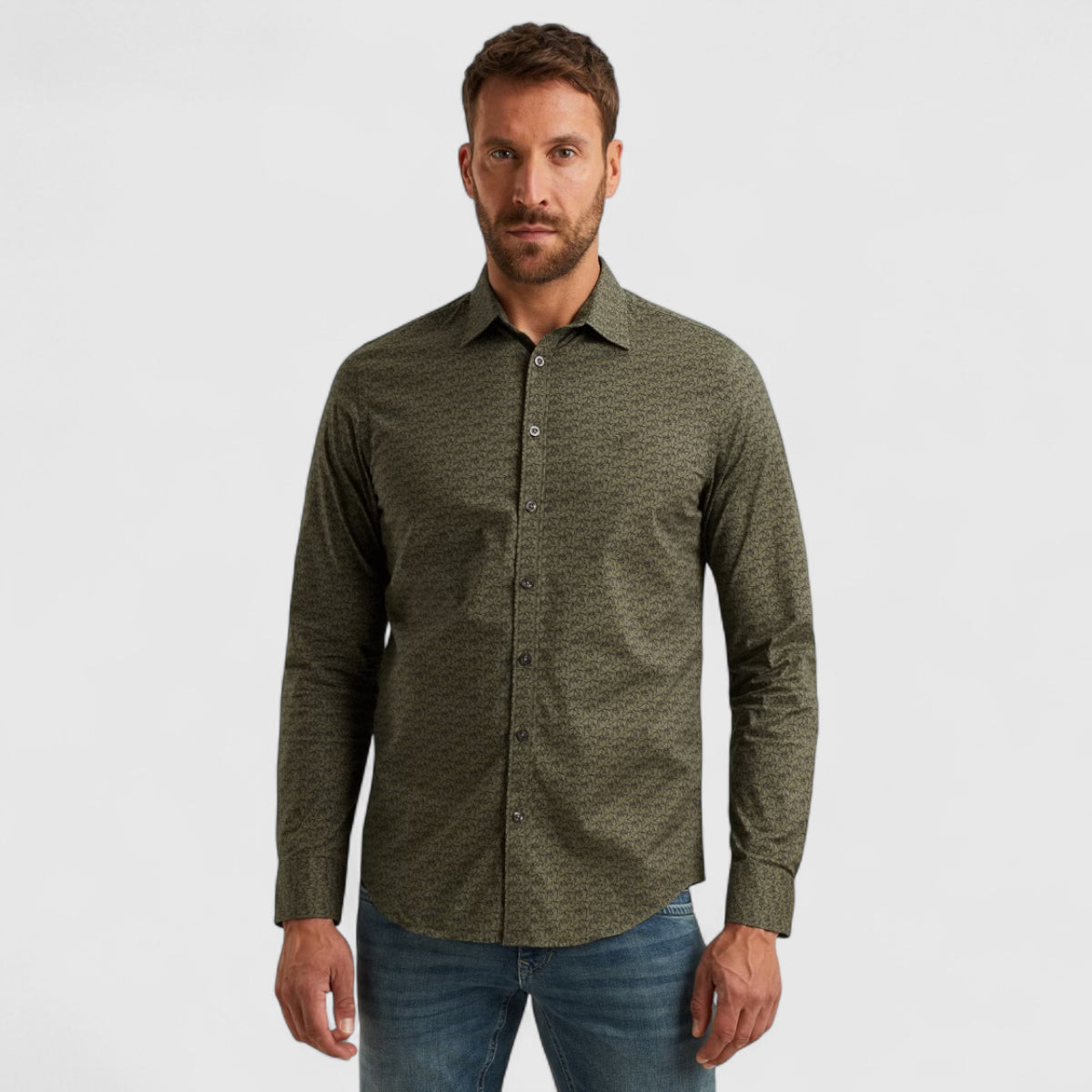 PSI2511239-6213 PME Legend Shirt Print On Cotton Lycra Four Leaf Clover / Groen