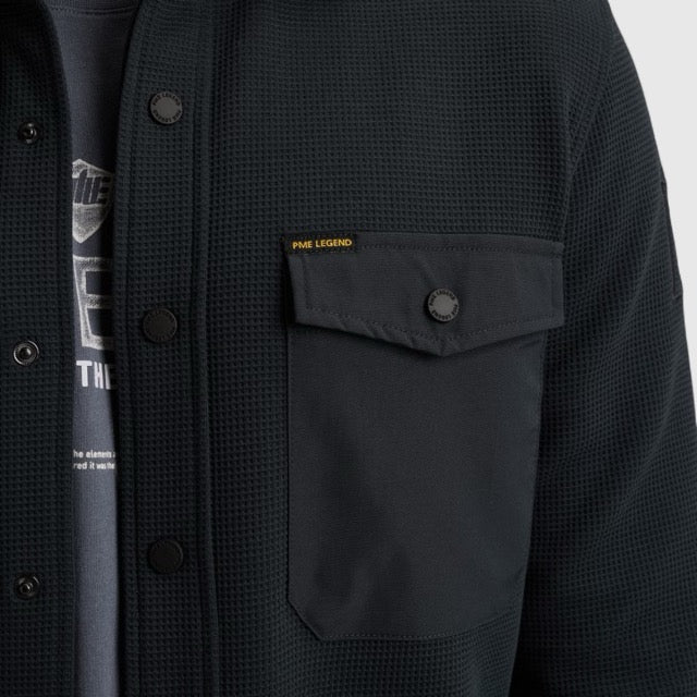 PSI2511246-5282 PME Legend Overshirt Waffle Jersey Carbon / Blauw