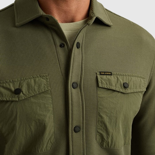 PSI2511246-6213 PME Legend Overshirt Waffle Jersey Four Leaf Clover / Groen