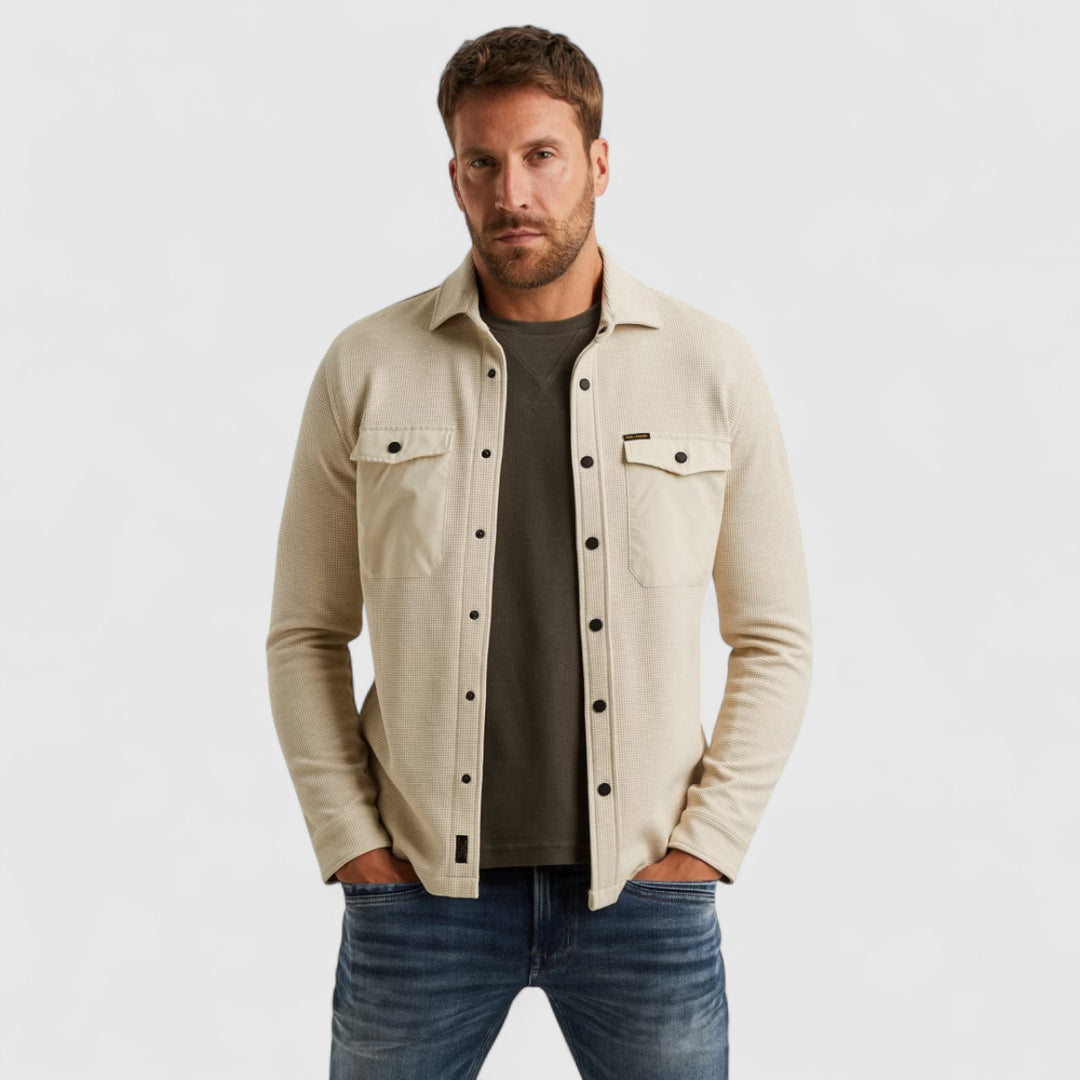 PSI2511246-7013 PME Legend Overshirt Waffle Jersey Bone White