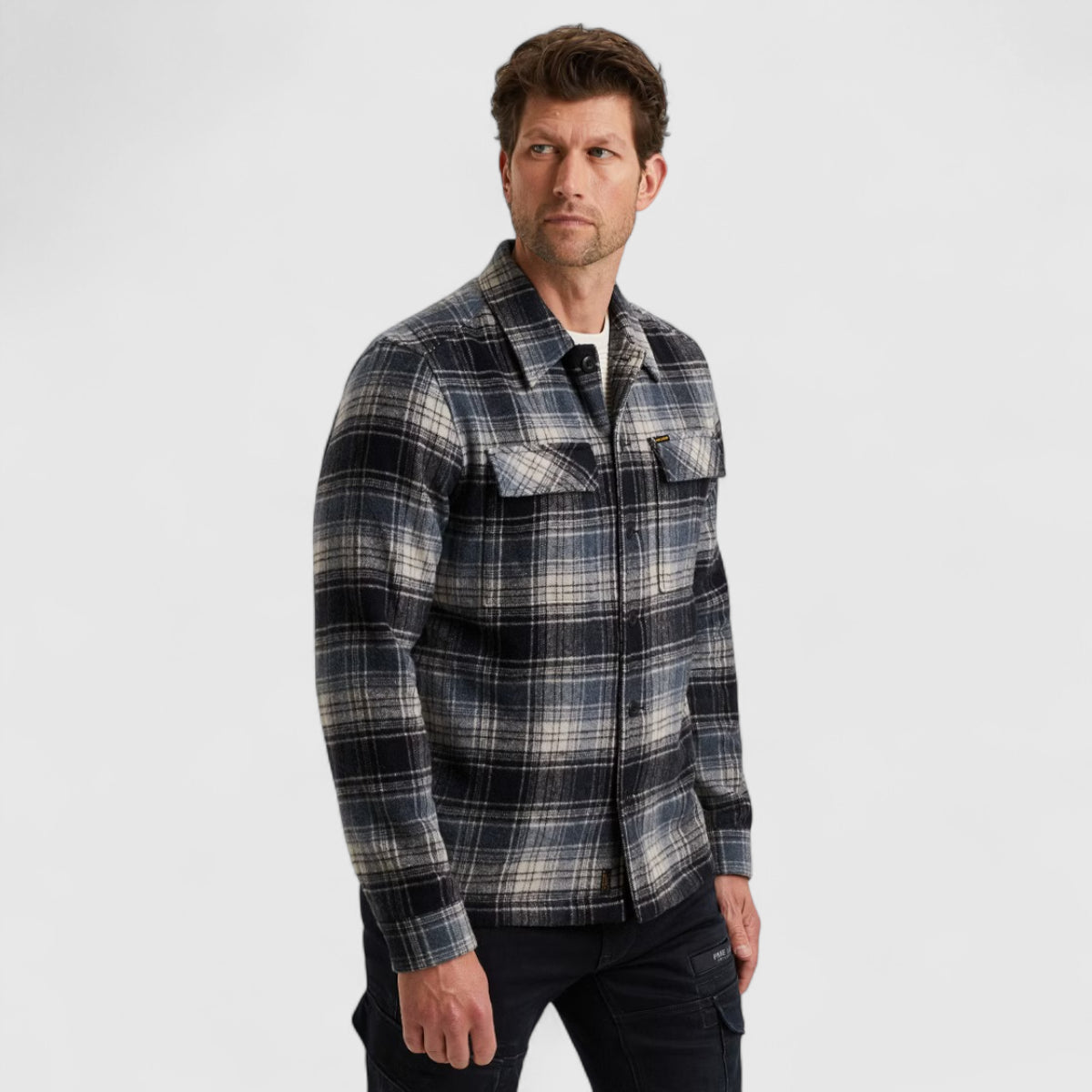 PSI2511260-5282 PME Legend Overshirt Woolblend Check Carbon