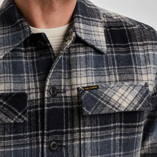 PSI2511260-5282 PME Legend Overshirt Woolblend Check Carbon