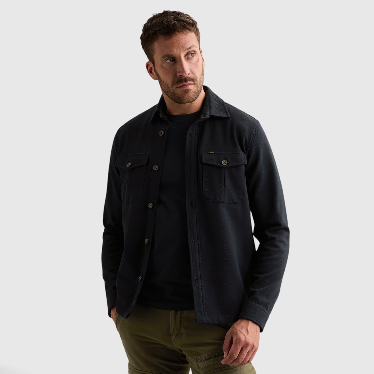 PSI2608234-5281 PME Legend Overshirt Twill met Borstzakken Salute / Marineblauw