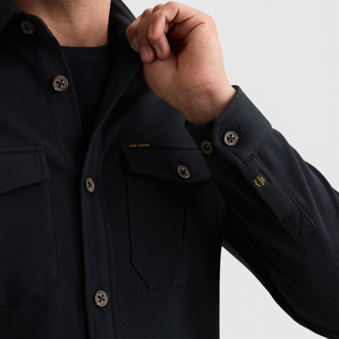 PSI2608234-5281 PME Legend Overshirt Twill met Borstzakken Salute / Marineblauw