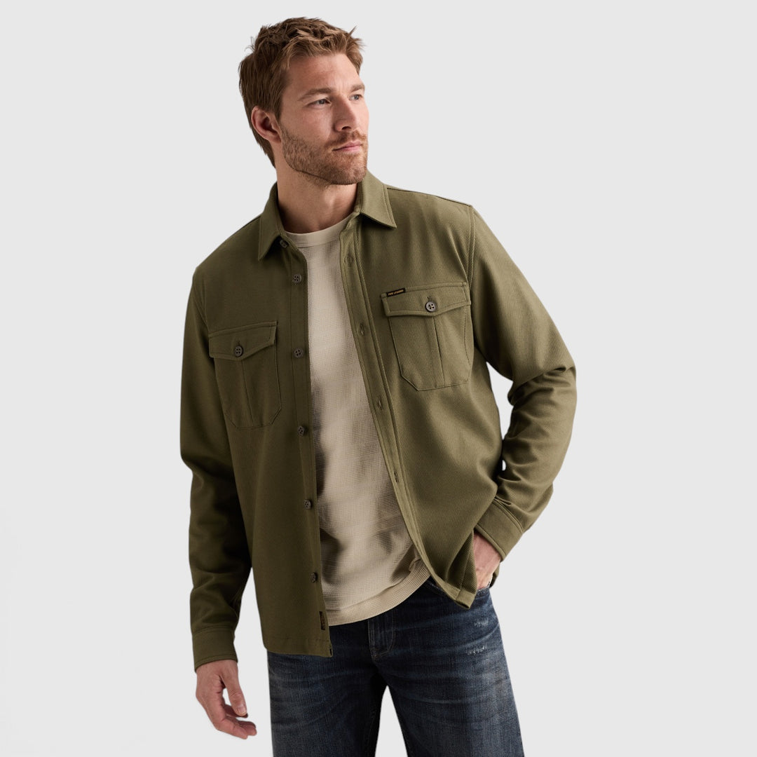PSI2608234-6447 PME Legend Overshirt Twill met Borstzakken Kalamata / Olijfgroen
