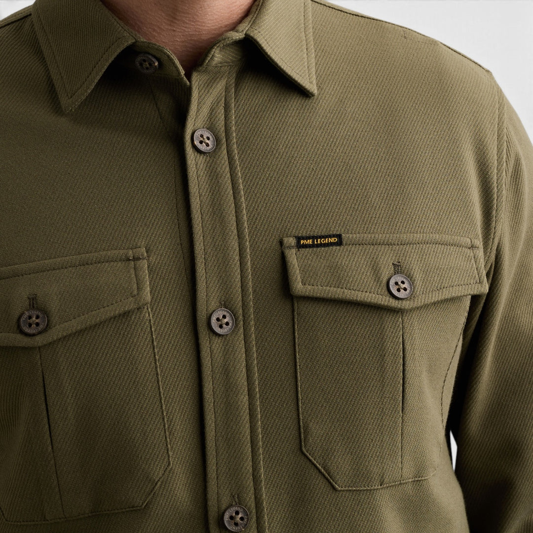 PSI2608234-6447 PME Legend Overshirt Twill met Borstzakken Kalamata / Olijfgroen
