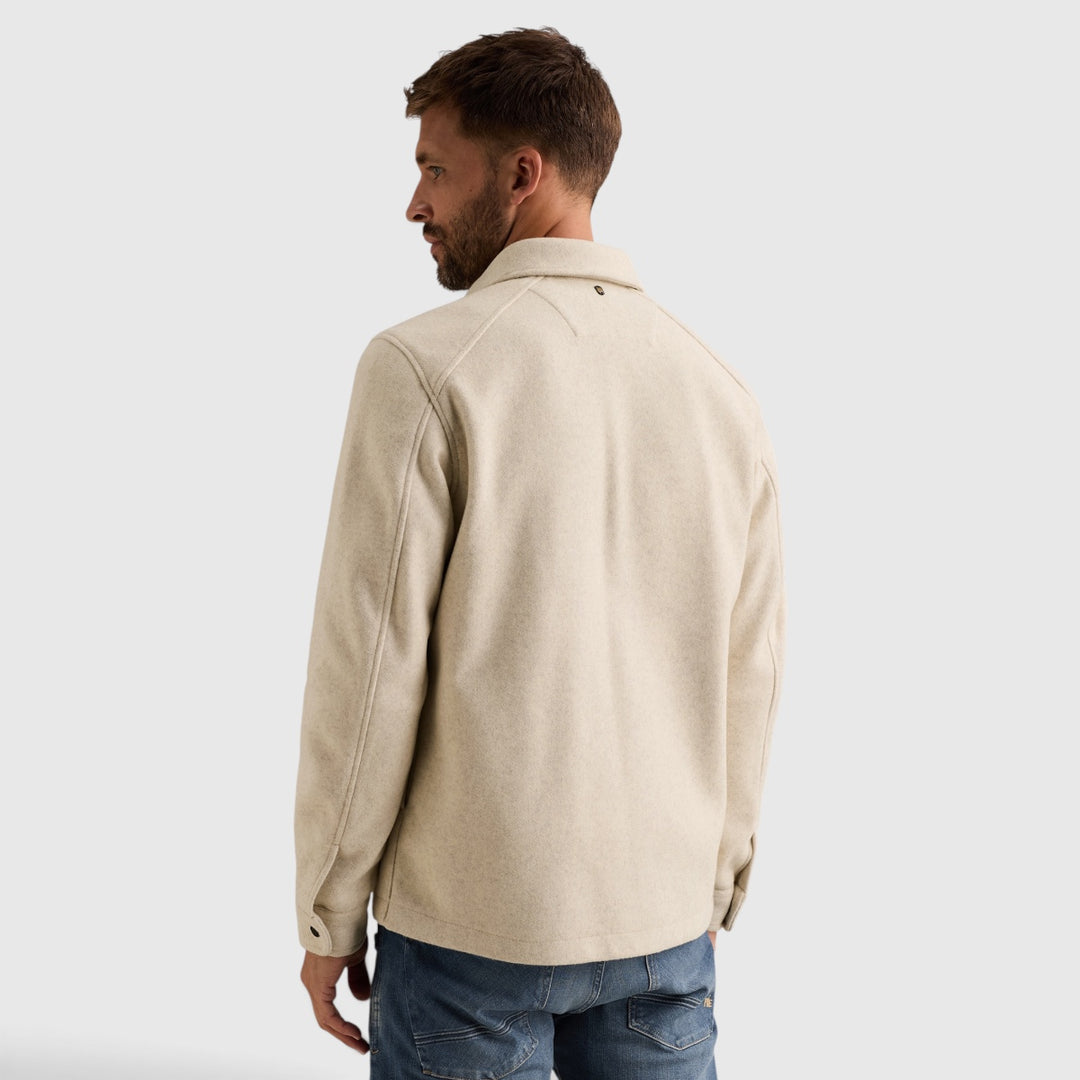 PSI2609241-7013 PME Legend Overshirt Wool Look met Borstzakken Bone White / Beige