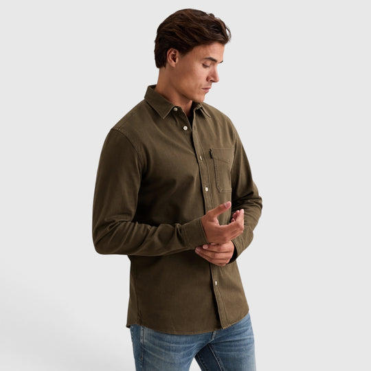 PME Legend Overhemd Denim met Overdyed Wassing en Borstzak