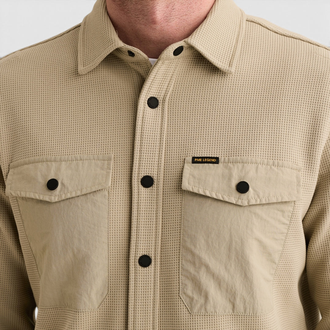 PSI2610288-6412 PME Legend Overshirt Cargo Waffle Jersey Stone Green / Steengroen
