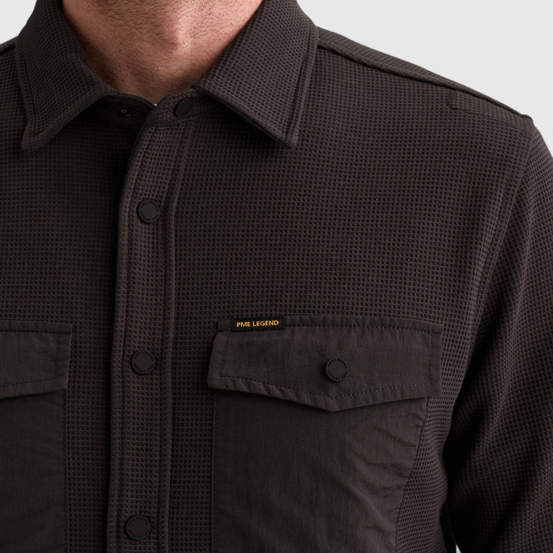 PSI2610288-9140 PME Legend Overshirt Cargo Waffle Jersey Obsidian / Bruin