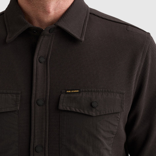 PSI2610288-9140 PME Legend Overshirt Cargo Waffle Jersey Obsidian / Bruin