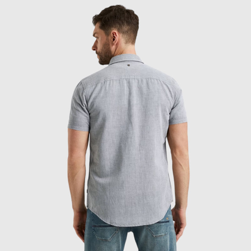 Pme Legend Short Sleeve Shirt Cotton / Linen 2 Tone Overhemd