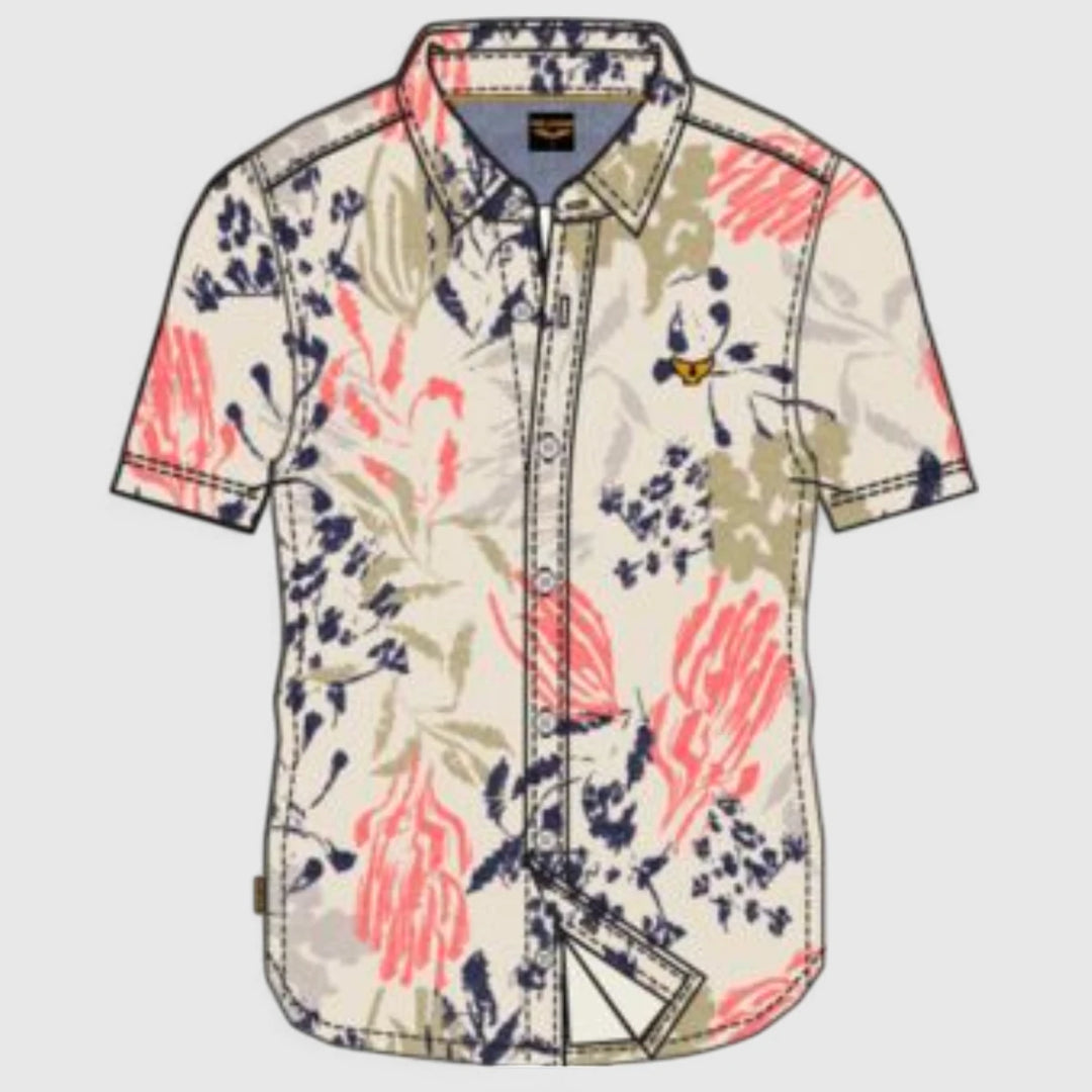 PSIS2504204-7013 PME Legend Shirt Print On Cotton Slub Bone White