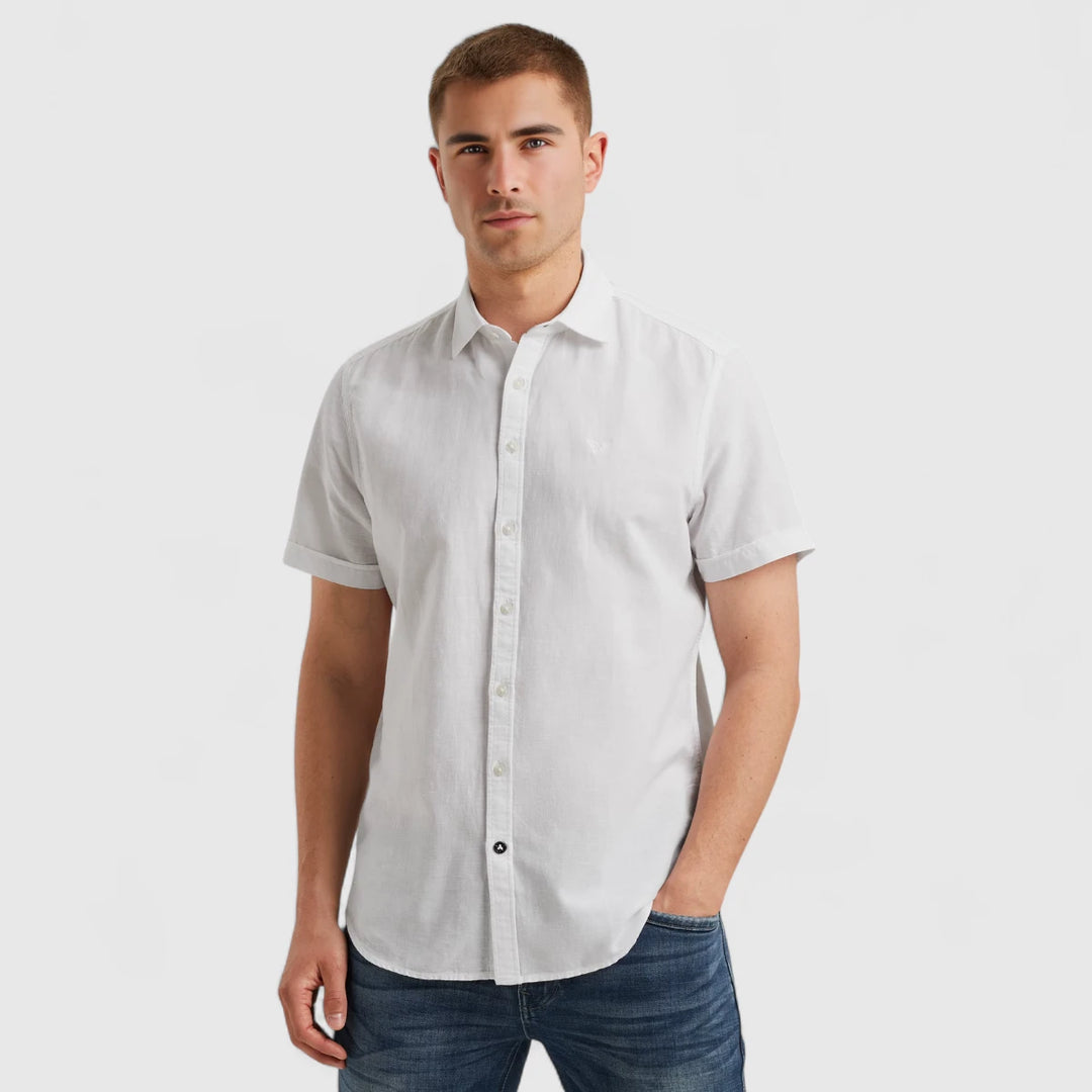 PSIS2504208-7003 PME Legend Shirt Shirt Cotton Linen 2 tone Bright White