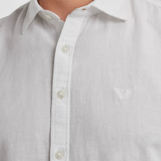 PSIS2504208-7003 PME Legend Shirt Shirt Cotton Linen 2 tone Bright White