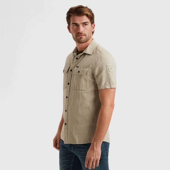 PSIS2504220-6386 PME Legend Shirt Linen dobby Gray Green