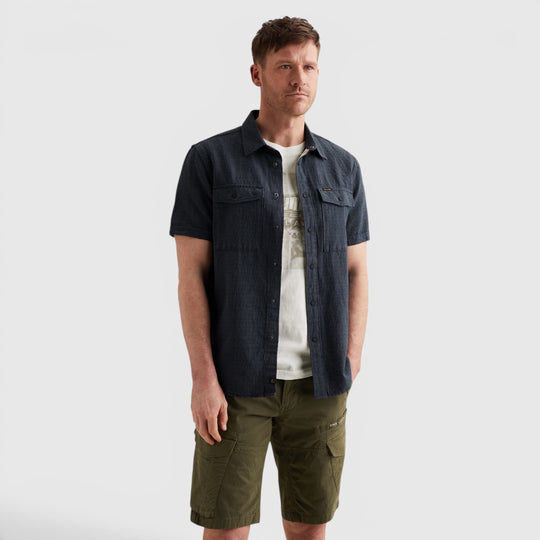 PSIS2604214-5282 PME Legend Overhemd Van Katoen / Linnen Carbon / Donkerblauw