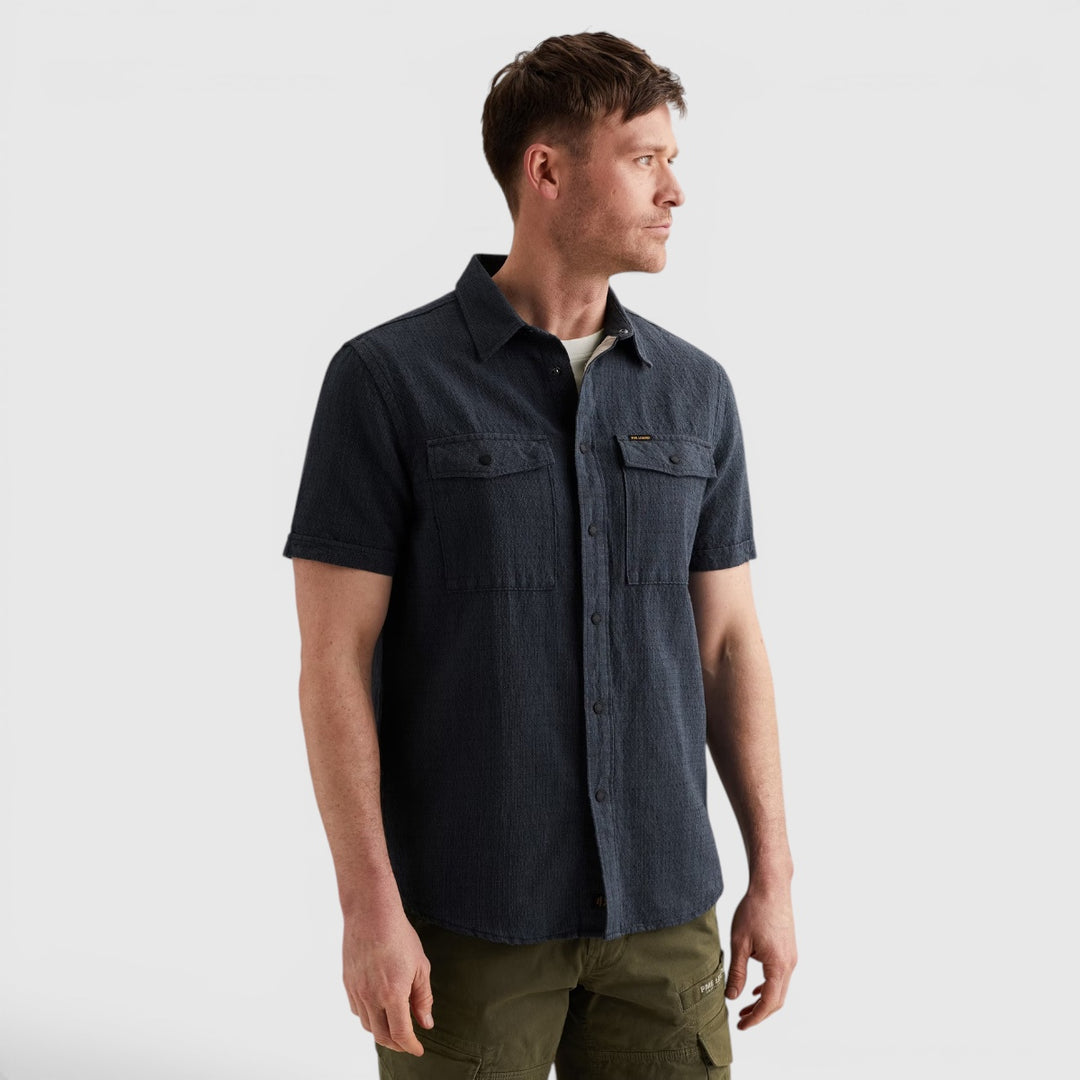 PSIS2604214-5282 PME Legend Overhemd Van Katoen / Linnen Carbon / Donkerblauw