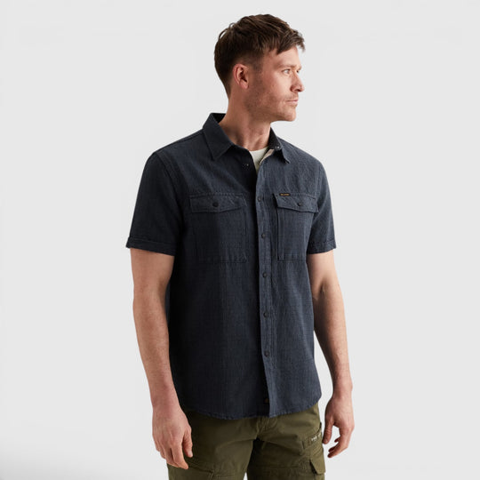 PSIS2604214-5282 PME Legend Overhemd Van Katoen / Linnen Carbon / Donkerblauw