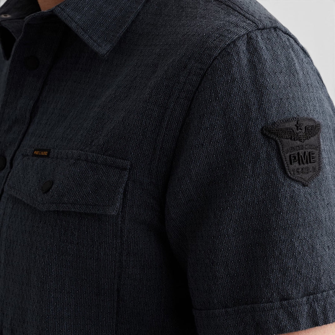 PSIS2604214-5282 PME Legend Overhemd Van Katoen / Linnen Carbon / Donkerblauw