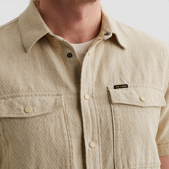 PSIS2604214-6001 PME Legend Overhemd Van Katoen / Linnen Spray Green / Khaki
