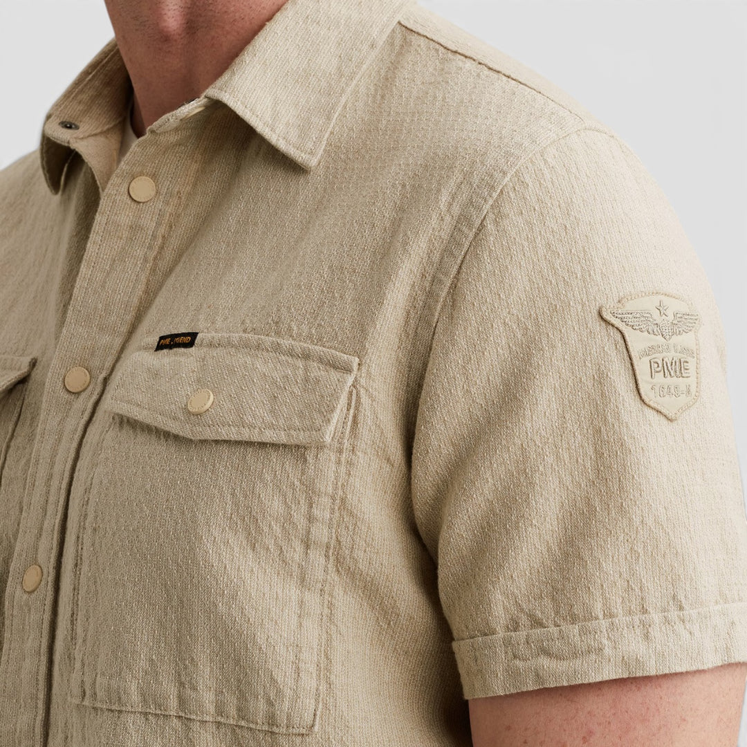 PSIS2604214-6001 PME Legend Overhemd Van Katoen / Linnen Spray Green / Khaki