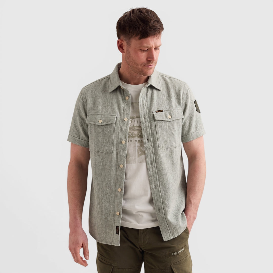 PSIS2604214-6123 PME Legend Overhemd Van Katoen / Linnen Iceberg Green / Groen