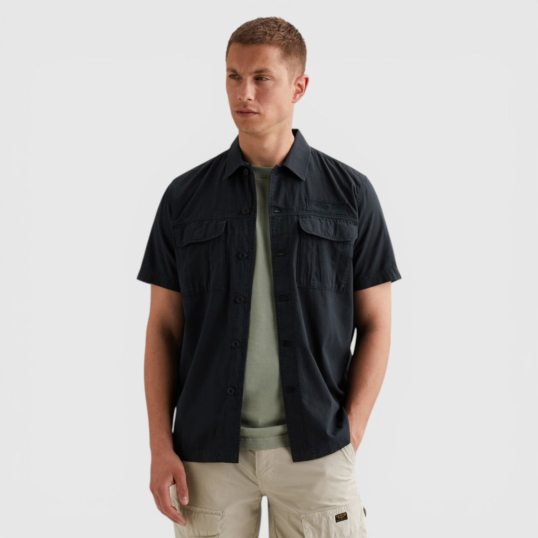 PSIS2604216-5282 PME Legend Overhemd Cotton Bedford Garment Dye Carbon / Donkerblauw