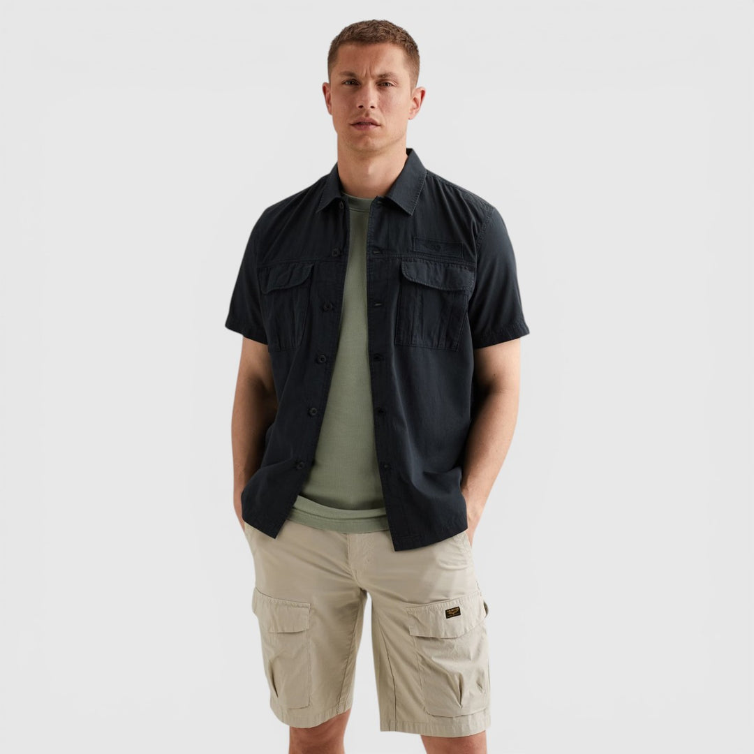 PSIS2604216-5282 PME Legend Overhemd Cotton Bedford Garment Dye Carbon / Donkerblauw