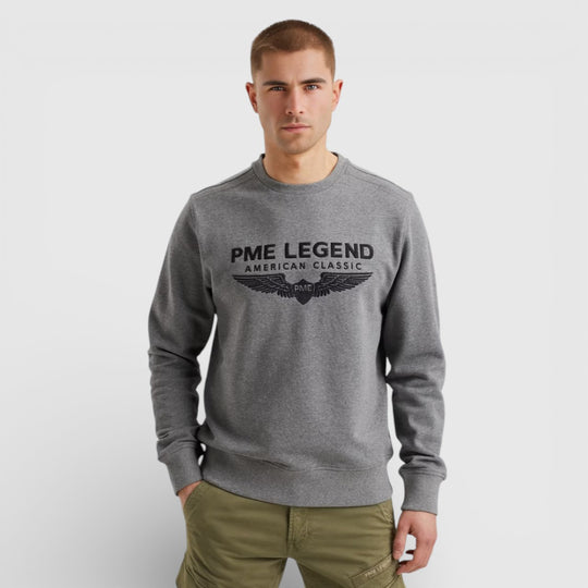 PSW0000440-960 PME Legend Crewneck Logo Soft Terry Grey Melee / Grijs