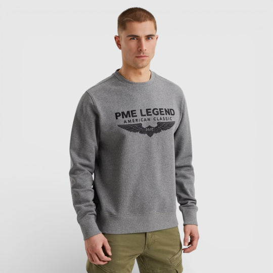 PSW0000440-960 PME Legend Crewneck Logo Soft Terry Grey Melee / Grijs