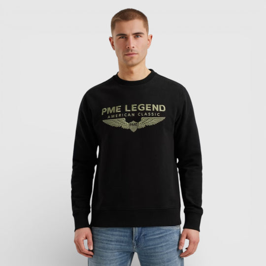 PSW0000440-999 PME Legend Crewneck Logo Soft Terry Black / Zwart