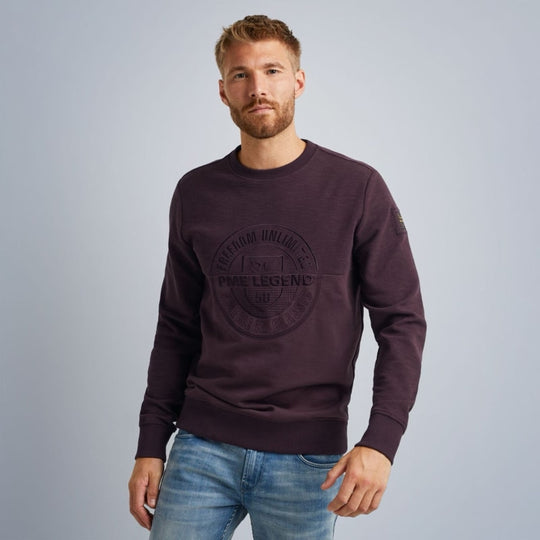 Crewneck Slub Look Jacquard Sweat Sweater