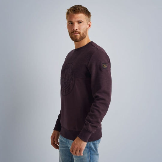 Crewneck Slub Look Jacquard Sweat Sweater
