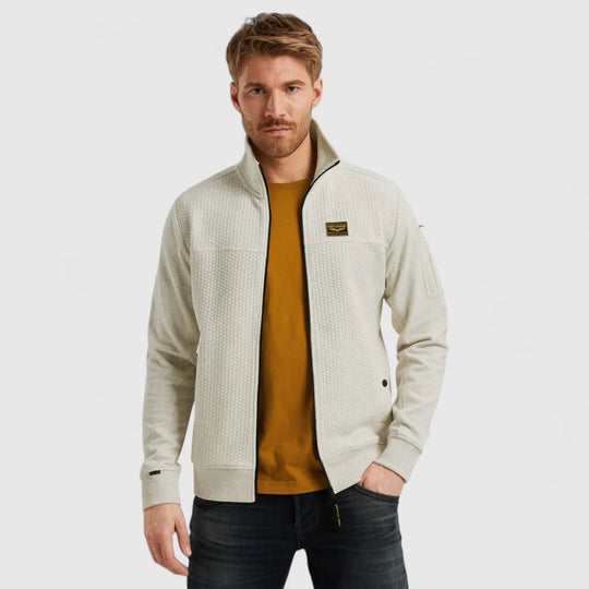 PSW2508436-910 PME Legend Zip Jacket Jacquard Interlock Sweat Bone White Melee